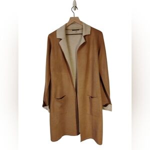 T Tahari open front tan cardigan